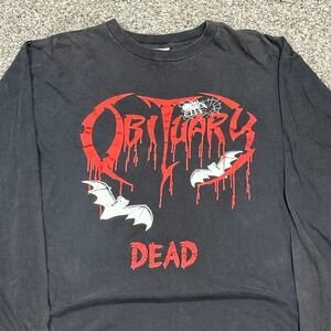Vintage 1998 Obituary Dead Long Sleeve Band Shirt Blue Grape Death Metal Mens L